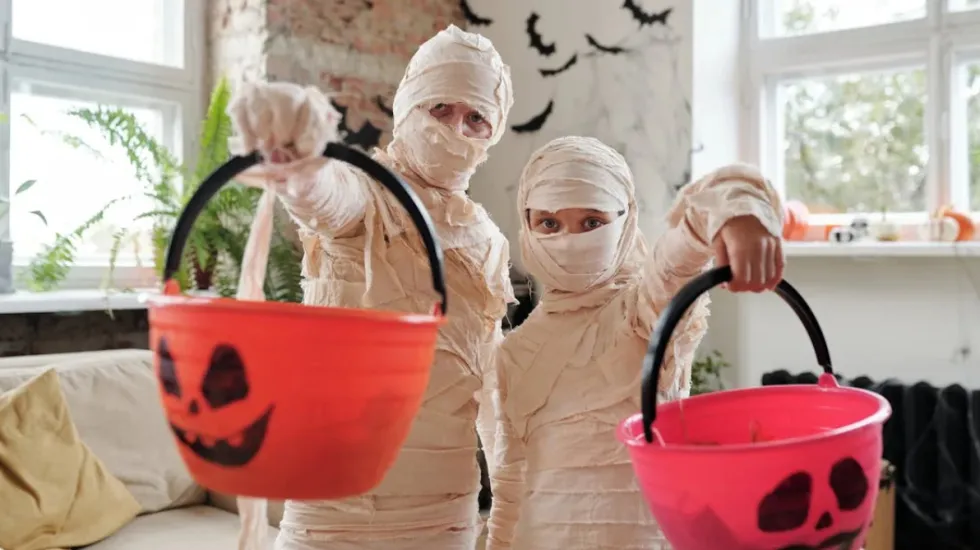 Kids In Mummy Costumes in Halloween