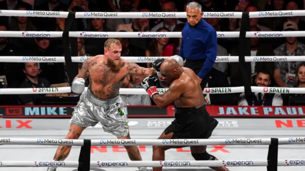 Mike Tyson and Jake Paul in the ring