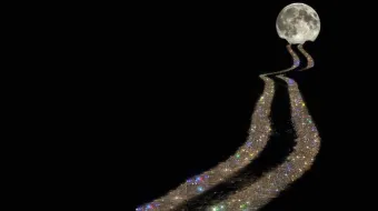 Tracks of the moon on land