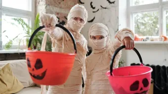 Kids In Mummy Costumes in Halloween